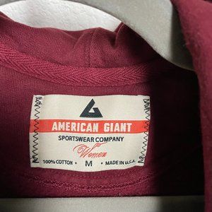 American Giant Women's Hoodie, Size M, Burgundy/Oxblood